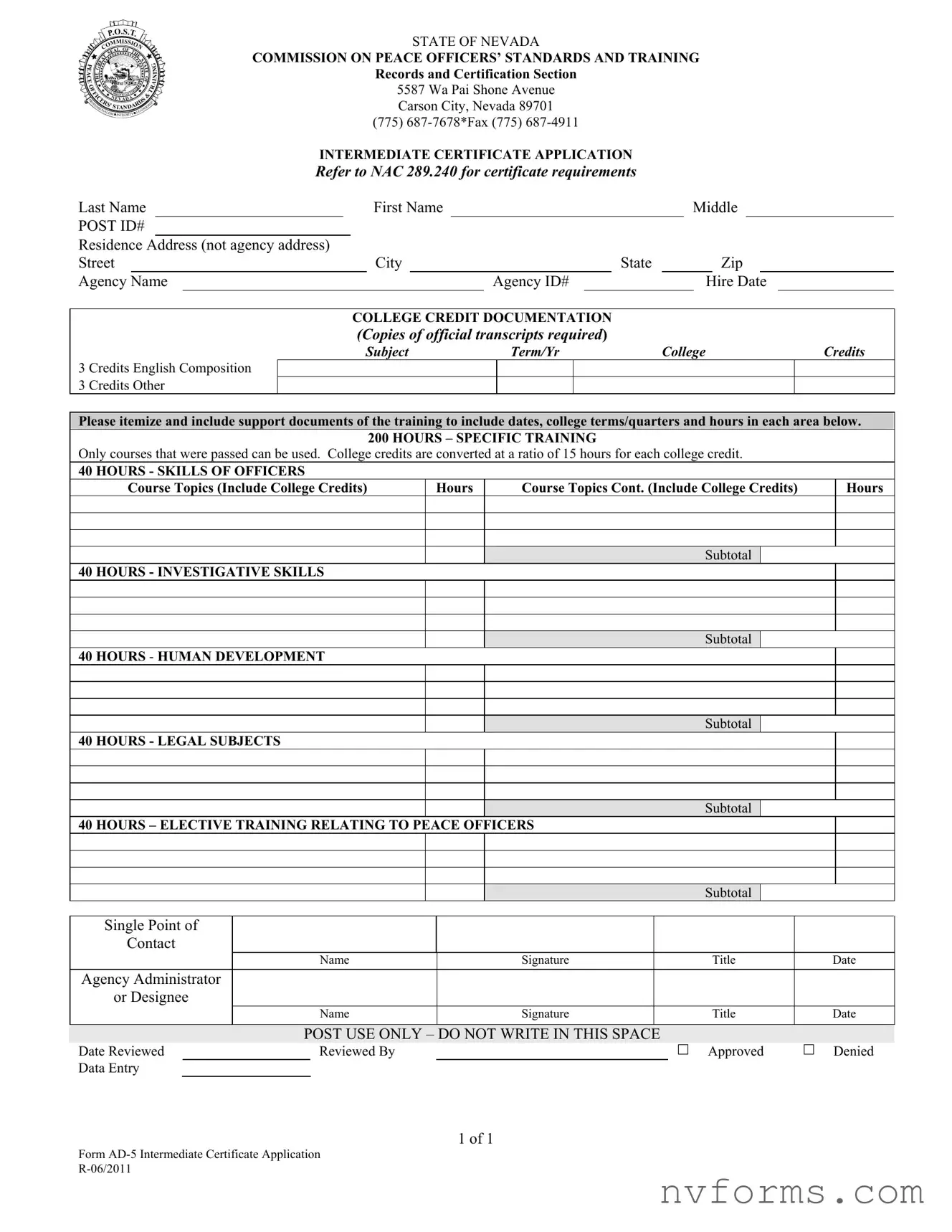 Fill Out a Valid Ad 5 Nevada Template