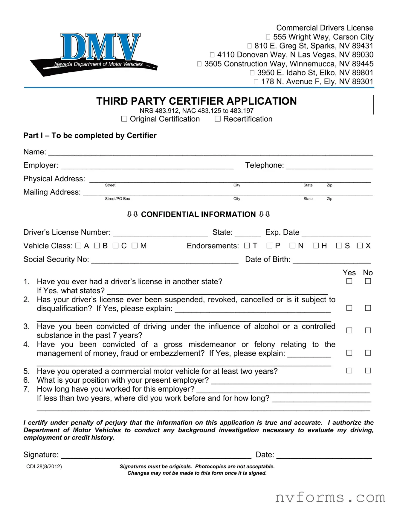 Fill Out a Valid Dmv Cdl28 Template