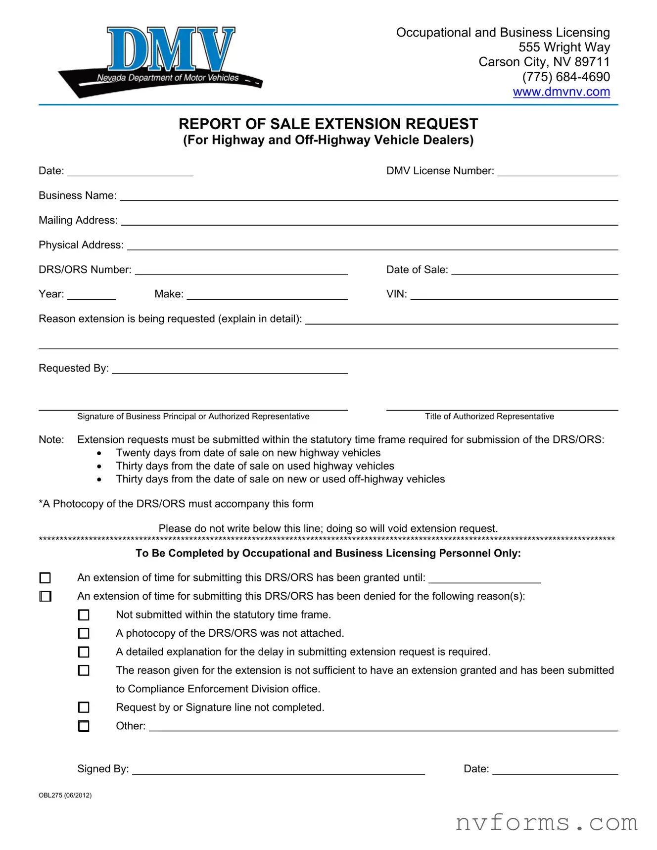 Fill Out a Valid Dmv Obl275 Template