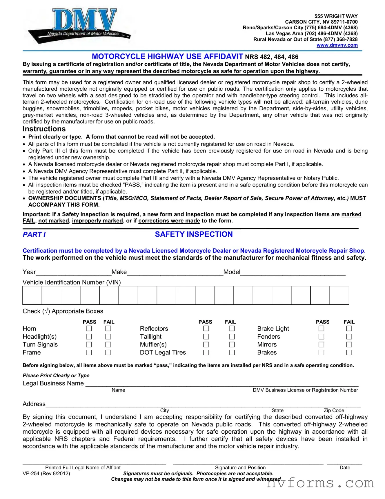Fill Out a Valid Dmv Vp 254 Template