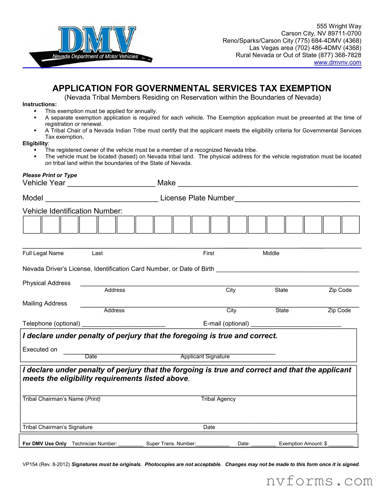 Fill Out a Valid Dmv Vp154 Template