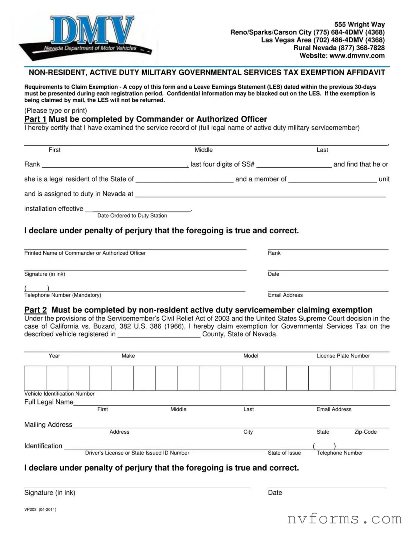 Fill Out a Valid Dmv Vp203 Template