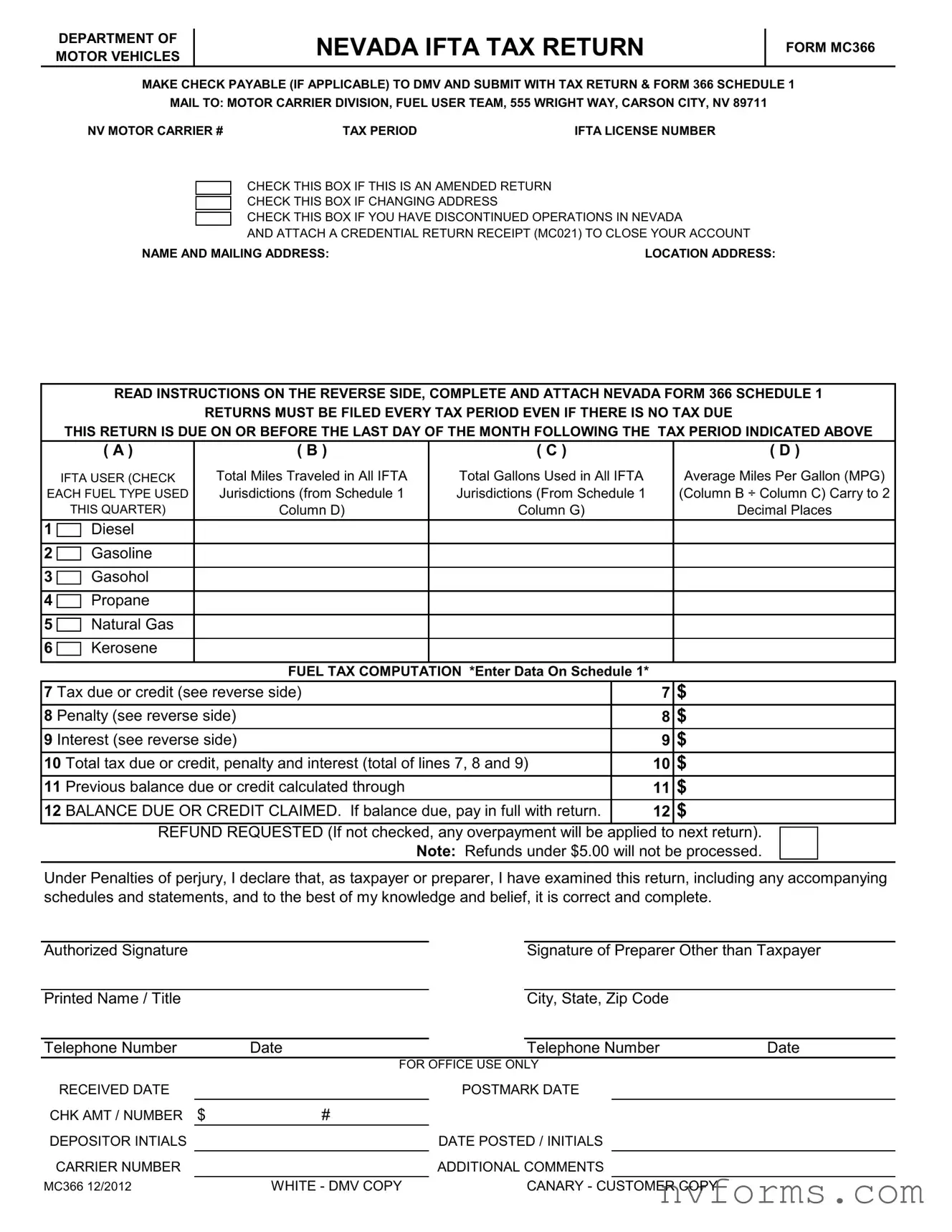 Fill Out a Valid Mc366 Nevada Template