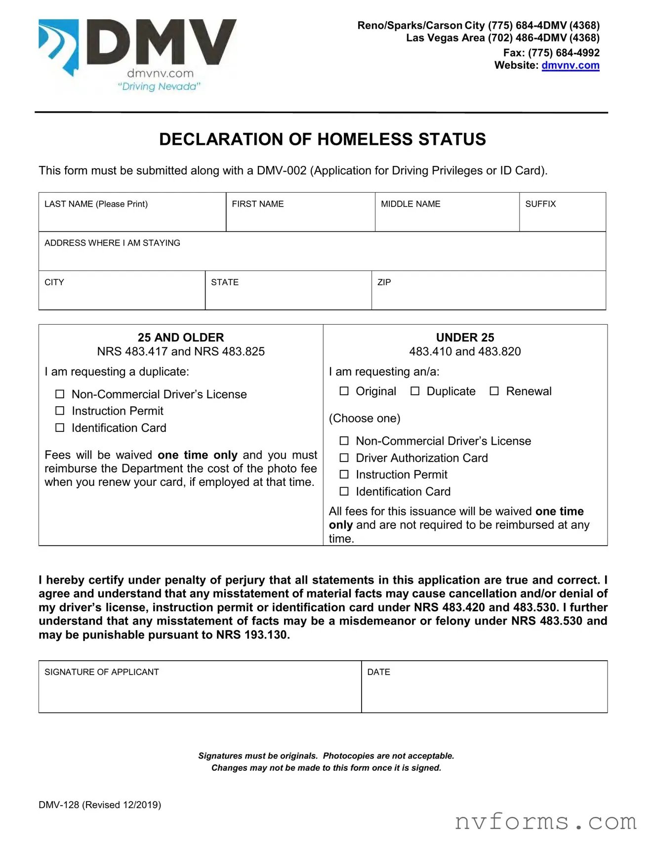 Fill Out a Valid Nevada Dmv 128 Template