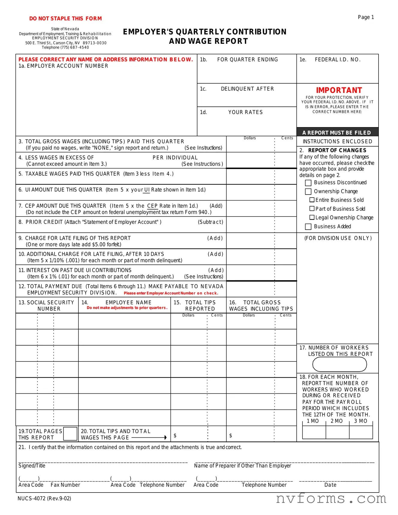 Fill Out a Valid Nevada Nucs 4072 Template