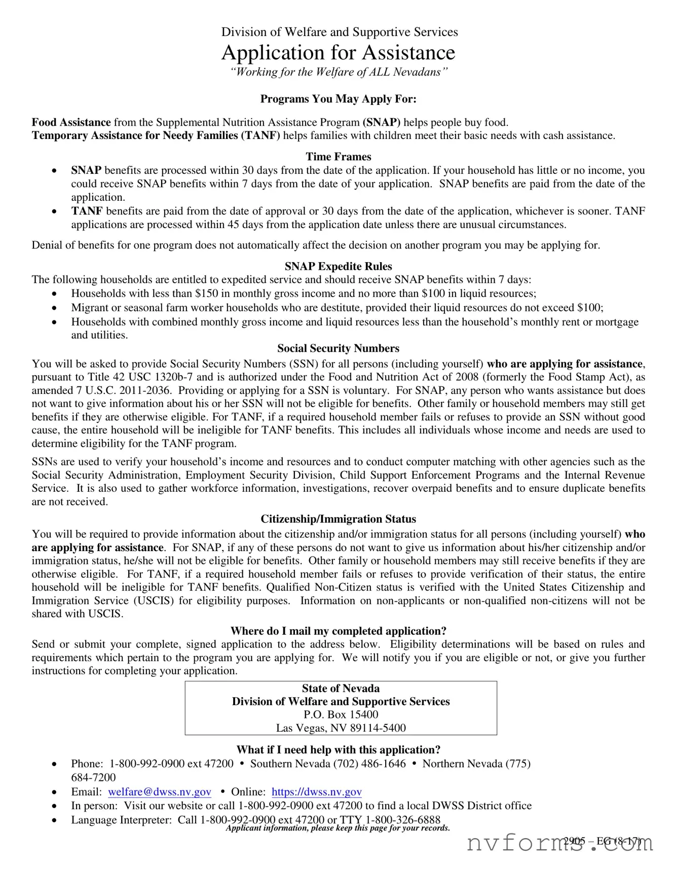 Fill Out a Valid Nevada Welfare Division Template