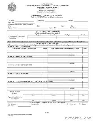 Fill Out a Valid Ad 5 Nevada Template