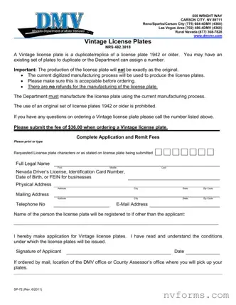 Fill Out a Valid Dmv Sp 72 Template