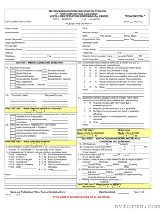 Fill Out a Valid Fhsc 18 Nevada Template