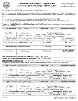 Fill Out a Valid Nevada Check Up Application Template