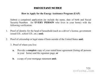 Fill Out a Valid Nevada Energy Assistance Template