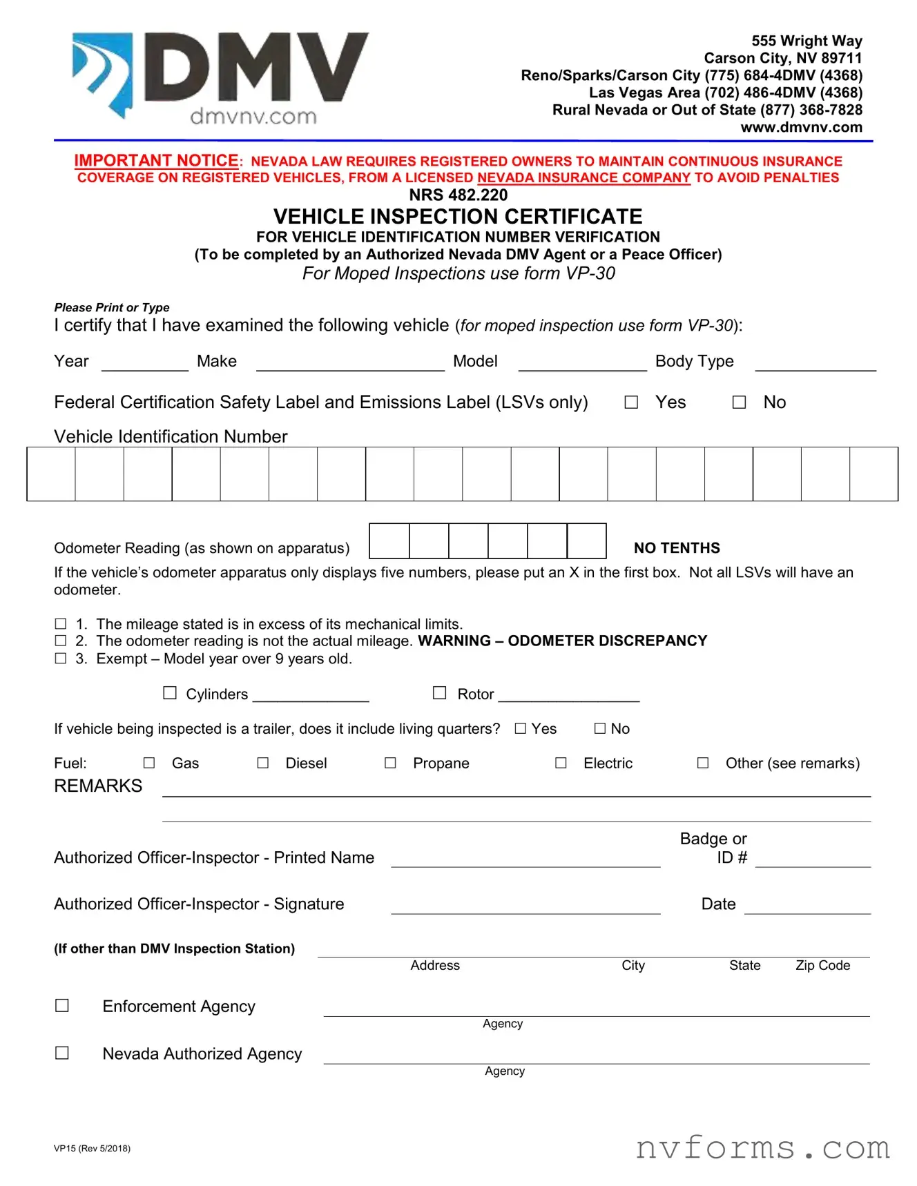 Fill Out a Valid Vehicle Inspection Certificate Template